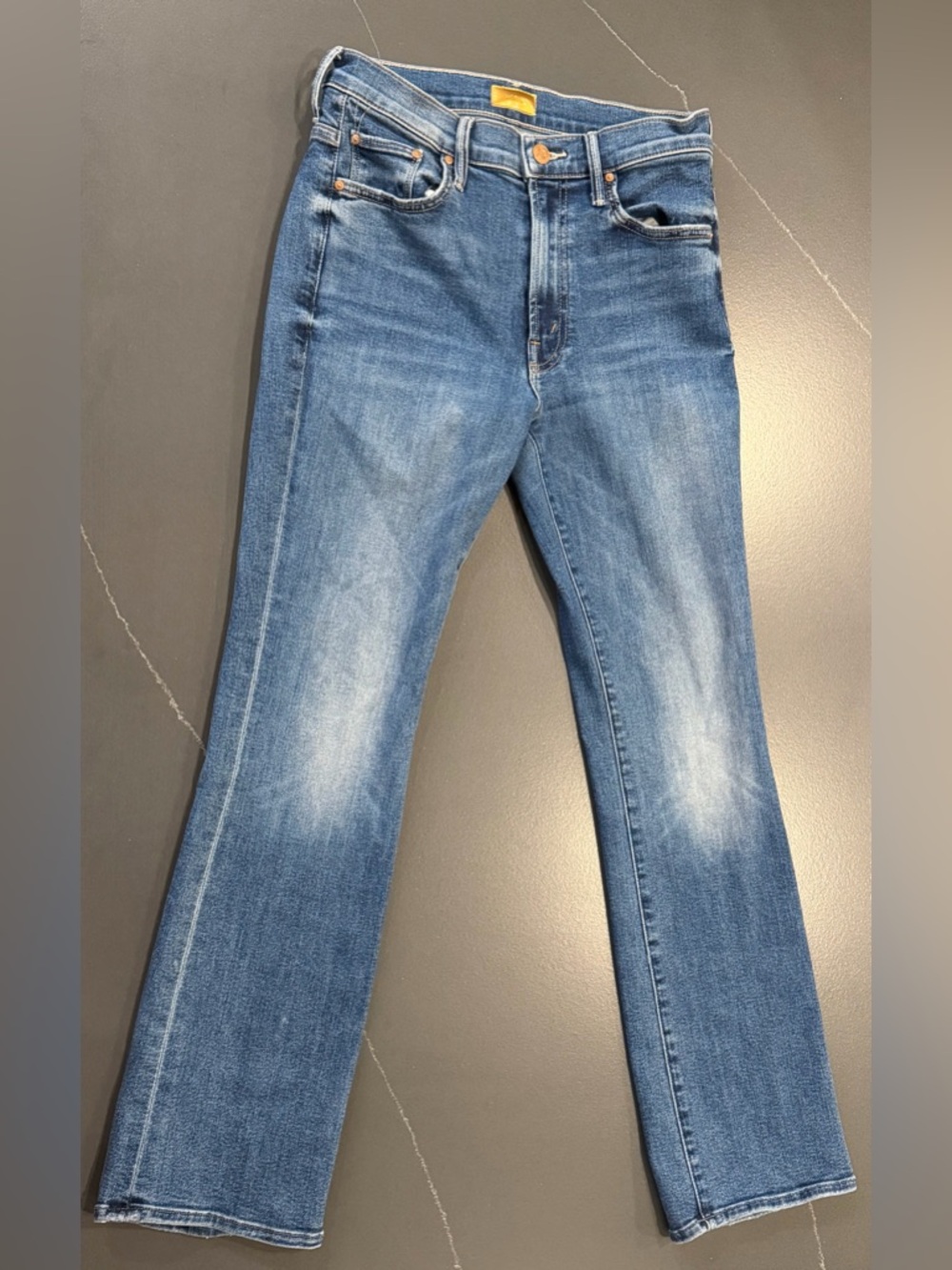 MOTHER Denim The Insider Flood High Waist Jeans Over The Top Blue 27 Petite